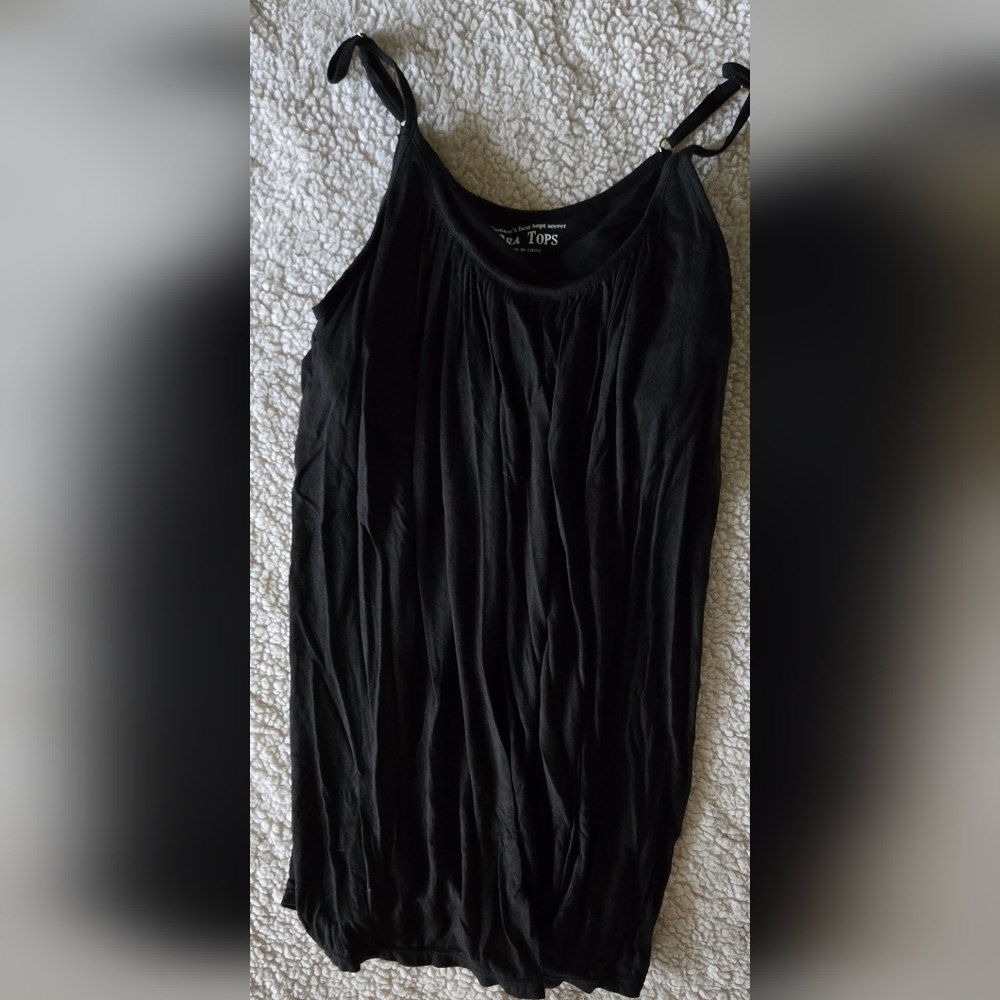 Victoria's Secret  Black Pleated Bra Top Tank Top With Adjustable Straps Y2k